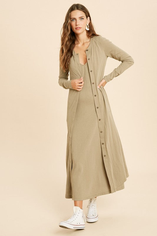 midi dress and cardigan set Knit Dress & Cardigan Set coffee / L/XL
