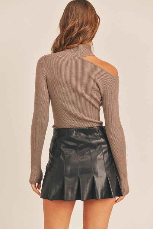 Pleated Pleather Mini Skirt