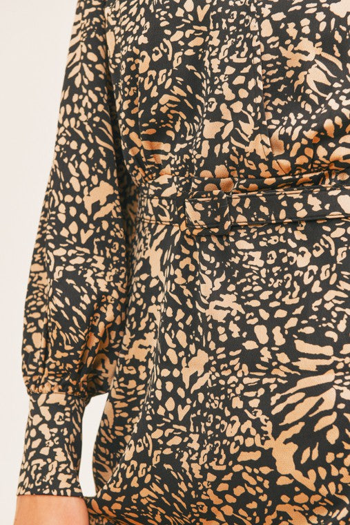 Leopard Print Belted Dress