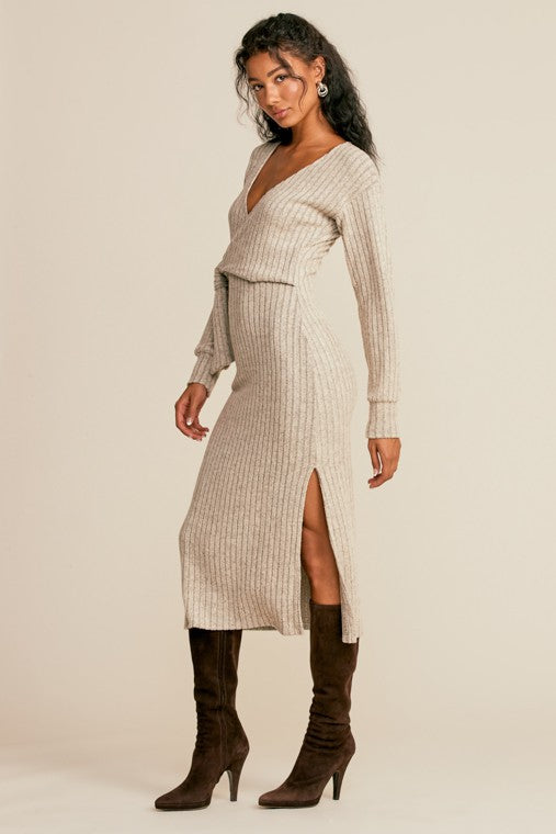 LONG SLEEVE WRAP KNIT DRESS – Häpē + Co