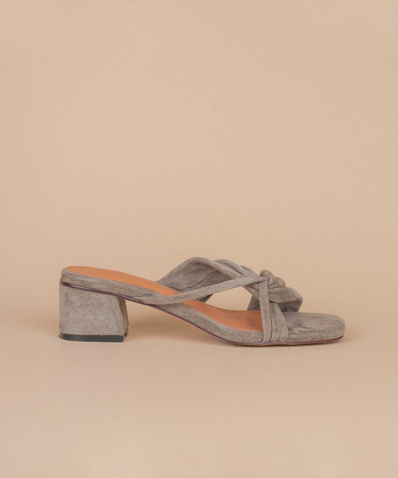 Gray Suede Square Sandal